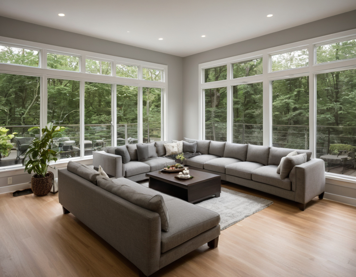 Sunroom furniture must stay clear of HVAC discharge, radiators, and heating equipment shown in a luxury residential interior